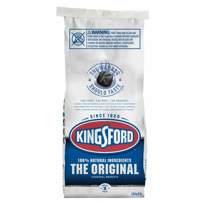 Kingsford® Original Charcoal Briquettes, BBQ Charcoal for Grilling, made with natural ingredients and real wood to give food an authentic smoky flavor –