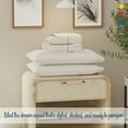 thumbnail image 6 of Color Sense 3-Piece 100% Cotton Percale Bed Sheet Set, Cool & Crisp Printed Bedding, Twin, Textured Stripe Natural, 6 of 10