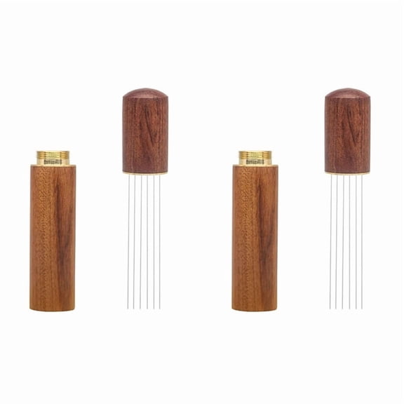 2X Espresso Coffee Stirrer Espresso Distribution Tool Portable Espresso Distribution Tools,6 Needles Rosewood Color,2 x WDT Tool,Rosewood color