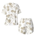 thumbnail image 6 of "Wukai Vintage Stylized White Color Women's Pajama Set - Short-Sleeve Top and Shorts with Elastic Waistband and Pockets for Loungewear, Yoga, and Casual Wear-, 6 of 8