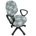 thumbnail image 1 of Floral Office Chair Slipcover, Blooming Spring Leaves and Flowers Foliage, Protective Stretch Decorative Fabric Cover, Standard Size, Pale Blue Reseda Green, by Ambesonne, 1 of 5