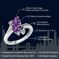 thumbnail image 2 of Gem Stone King 1.63 Cttw Purple Amethyst and White Diamond Ring for Women | 925 Sterling Silver | Heart Shape 6MM | Gemstone February Birthstone | Available in Size 5, 6, 7, 8, 9, 2 of 6