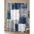 thumbnail image 4 of Navy Grey Abstract Art Shower Curtain, White Graffiti Retro Gradient Waterproof Shower Curtain Set with 12 Hooks Lightweight Washable Fabric Shower Curtains for Bathroom 72x78 Inches, 4 of 6