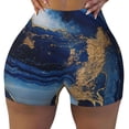 thumbnail image 2 of Logiee Navy Blue Marble Print Women's Biker Shorts,Workout Gym Shorts,Scrunch Shorts,Tummy Control Hidden Scrunch Running Yoga Shorts-Medium, 2 of 8