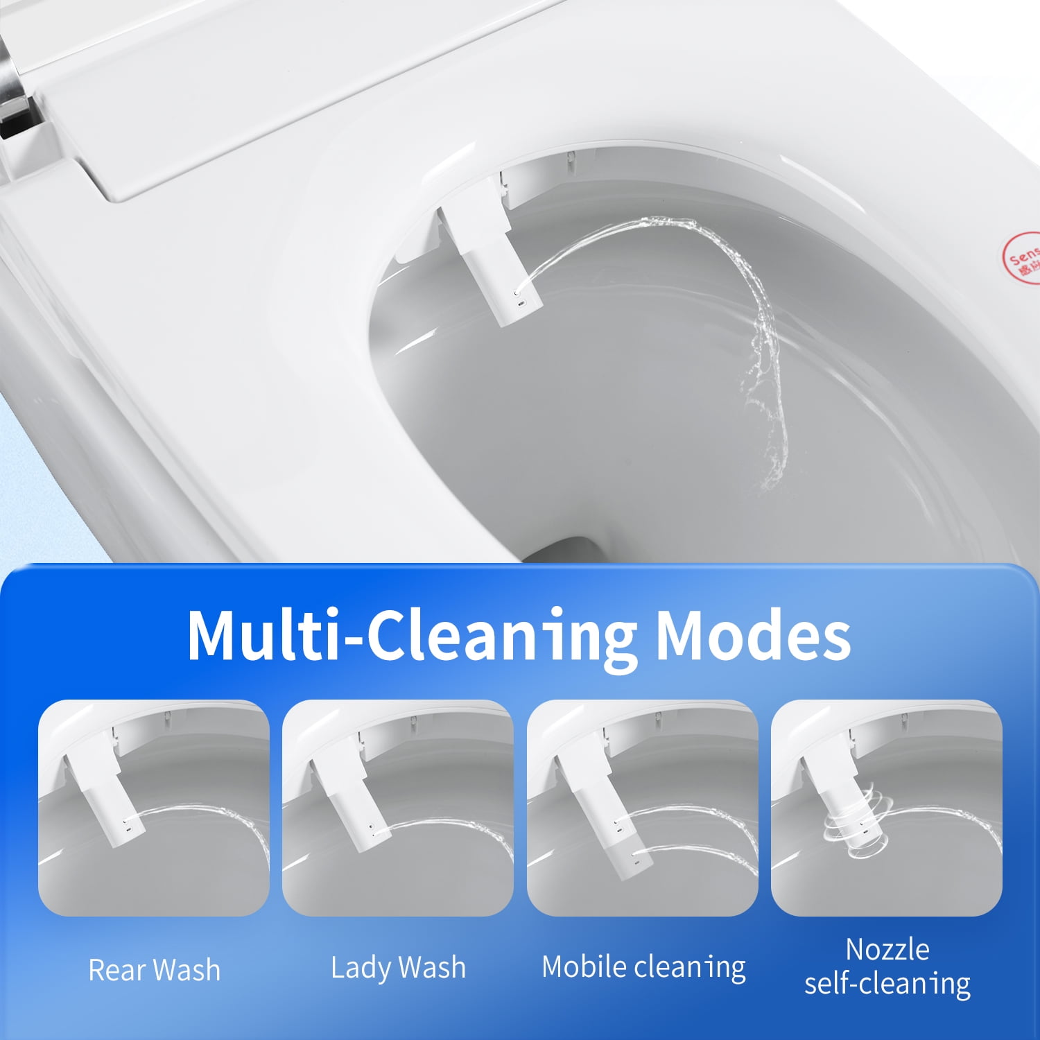 Tankless Smart Toilet With Bidet Built In, One-piece Bidet Toilet Seat, Auto Flush, Auto Open/Close,Heated Seat, Warm Water and Dry, Adjustable Temp,Remote Control Side Know