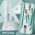 thumbnail image 3 of 9PCS/Set Plastic Multi-Function Set Square Transparent Eraser Mechanical Pencil Ruler Set Pencil Compass Kit Measuring Ruler Protractor GREY, 3 of 8