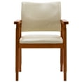 thumbnail image 5 of Tan Mid-Century PU Leather Upholstered Arm Chair, Dining chair, Set of 2, 5 of 8