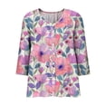 thumbnail image 5 of VBVC Women's Floral 3/4 Sleeve Button Down Shirt , Casual Loose V-Neck Blouse For Women, Ladies' Breathable Tunic Tops with Pockets,Multicolor,S-2XL, 5 of 6