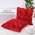 thumbnail image 5 of PiccoCasa 3D Satin Rose Throw Pillowcases 16"x16" Decorative Throw Pillow Covers Set of 2, Red, 5 of 8