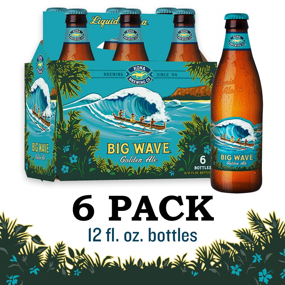 Kona Brewing Co. Big Wave Golden Ale Beer, 6 Pack Beer, 12 FL OZ