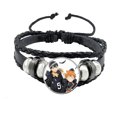 thumbnail image 3 of Pulseras de cuero para niño y Voleibol de escuela secundaria, Anime Haikyuu Brazalete con gema redonda de vidrio con estampado de dibujos animados para amigo, regalos de joyería, 3 of 5