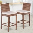 thumbnail image 3 of Set Of 2 Patio Rattan Bar Stool Chair Steel Frame Wicker Barstool W/ Cushions, 3 of 9