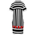 thumbnail image 4 of Vestido de noche para mujer rayas blancas y negras corazones rojos bolsillo Suelto, 4 of 6