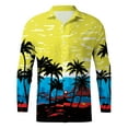 thumbnail image 4 of Shirts For Men Casual Coconut Tree 3D Printed Long Sleeve Button Down Lapel Blouses Beach Holiday Loose Fall Tops Yellow XL, 4 of 5