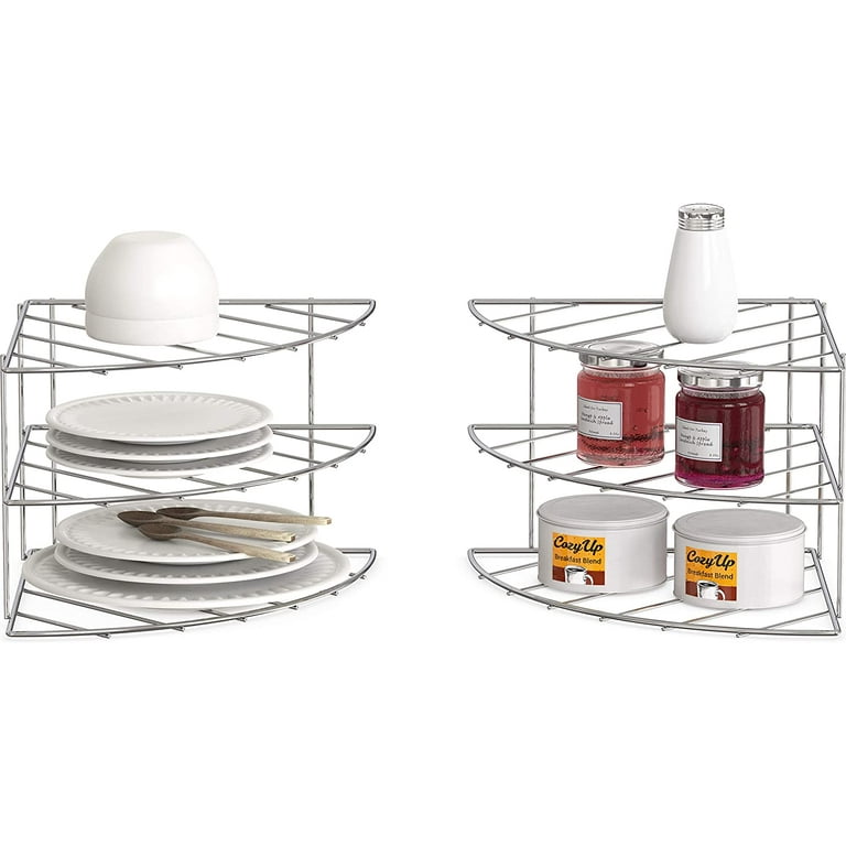 Deco Brothers Stackable Cabinet Shelf Organizer, 2 Pack, Chrome