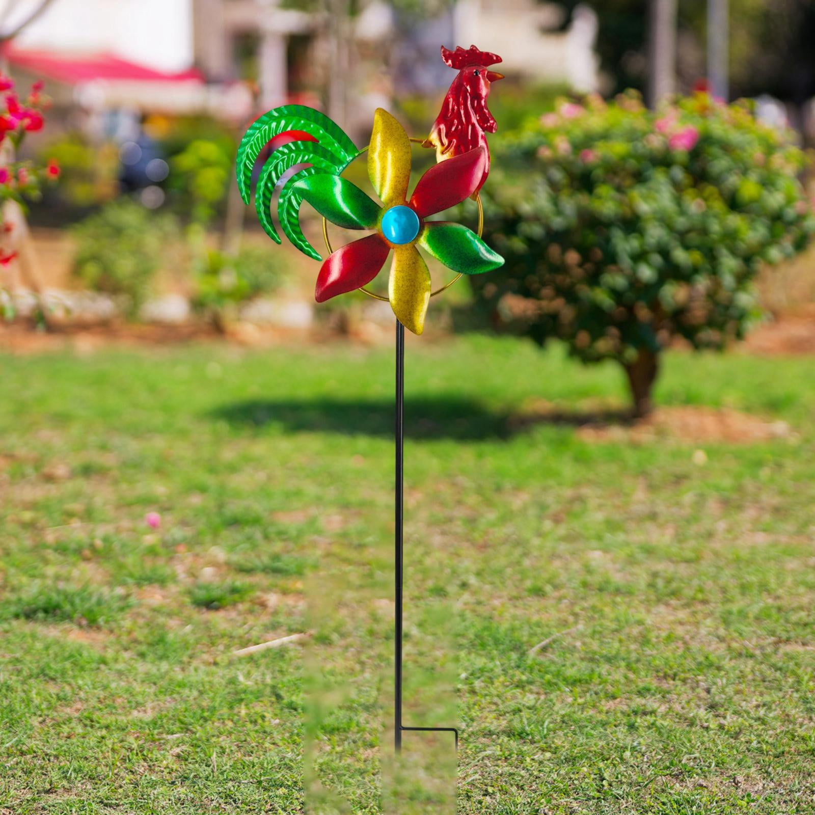 Miulika Wind for Garden Iron Rooster Windmill Ornament Gifts Iron Art Yard Stake Decoration Lawn Ornament for Balcony Outdoor