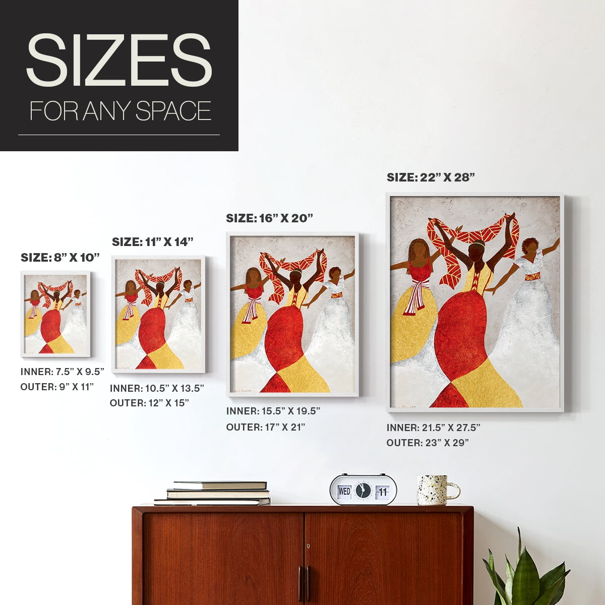 Golden Rhythm in White Solid Wood 8 x 10 Framed Print