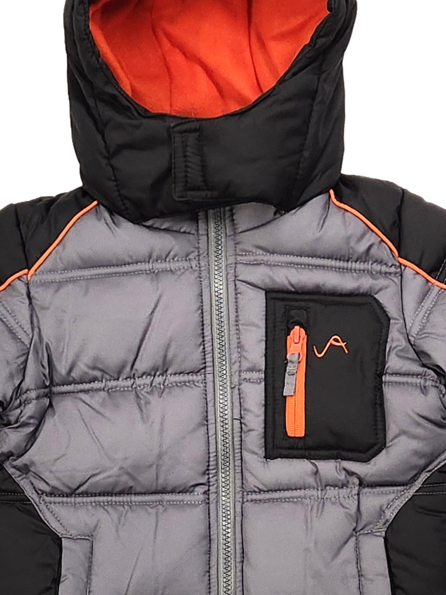 Vertical'9 Toddler Boys Gray & Orange Puffer Jacket Hooded Coat 2T