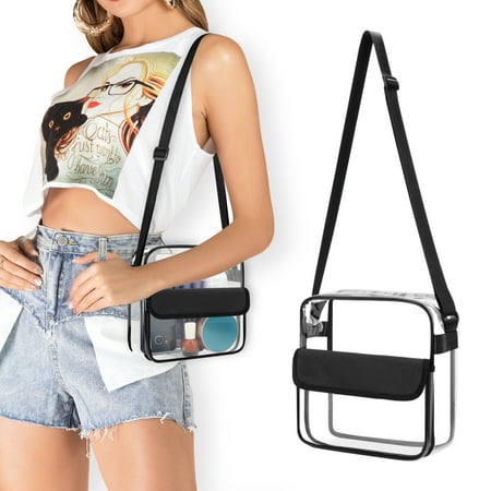 Clear Crossbody Bag, EEEkit Transparent Shoulder Bag, Stadium Approved Tote Bag for Men and Women, Sporting Events Use