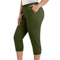 thumbnail image 3 of LIaqionyy Women's Plus Size Capri Pants Casual Straight Leg Elastic Waist Cropped Pant Trousers with Pockets, 3 of 7