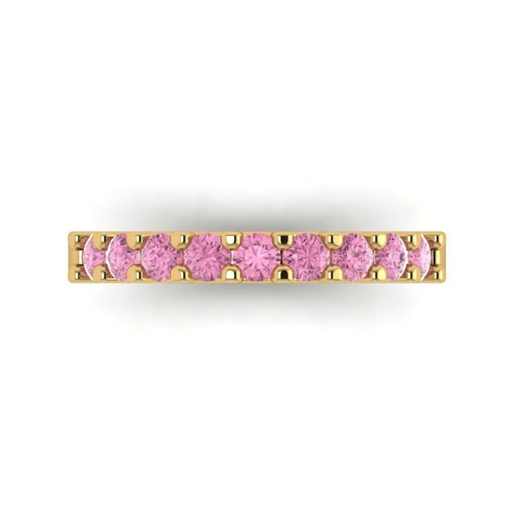 0.63 ctw Wedding Band for Women - 18K Yellow Gold Simulated Pink Diamond Stackable Eternity Ring