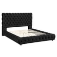 thumbnail image 4 of Benjara James Queen Size Bed- Platform Style- Button Tufted Black Velvet, 4 of 6