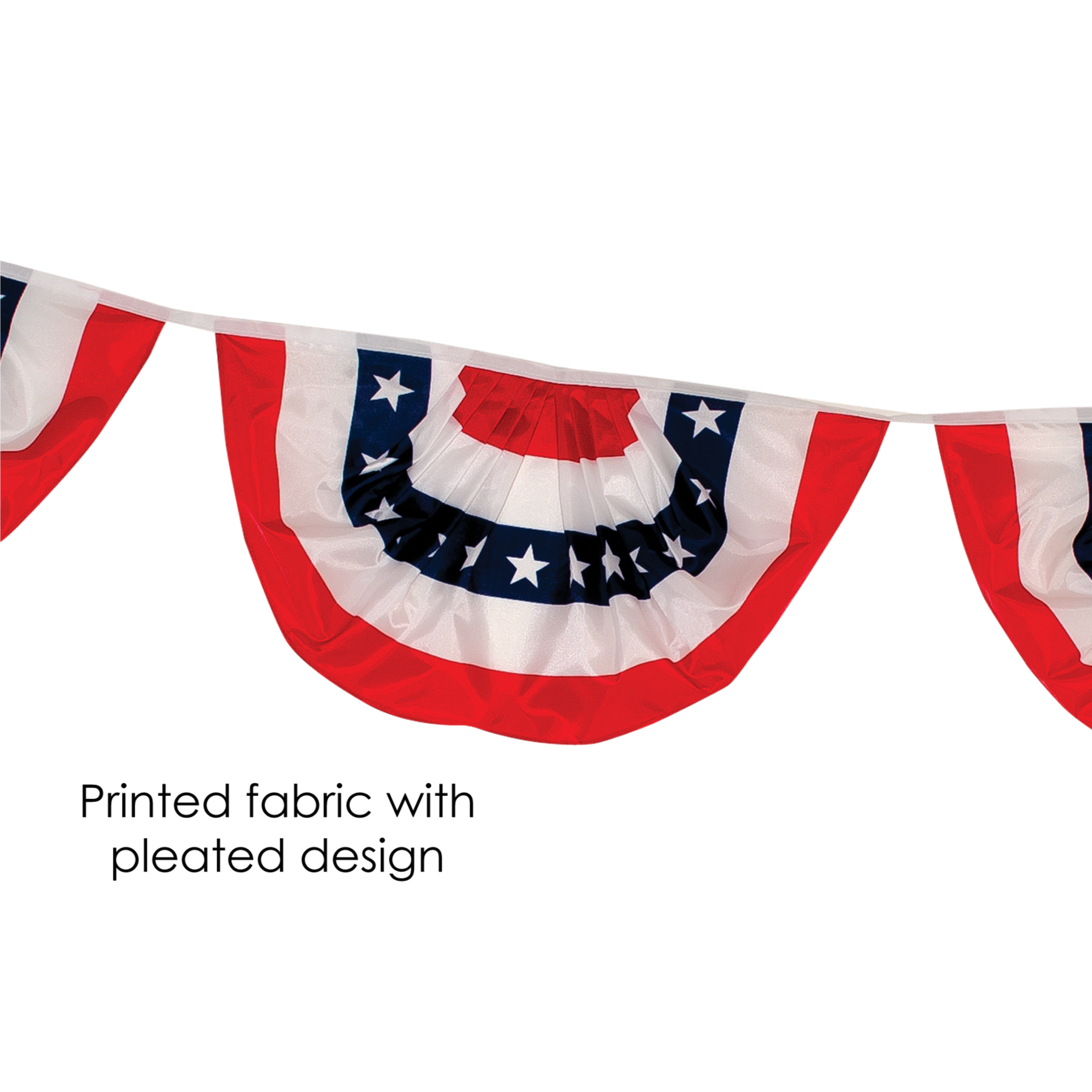 In the Breeze 3680 — 6 Panel Patriotic Stars and Striped Pleated Fan Bunting String — Party Banners, Fourth of July Decor