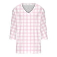 thumbnail image 2 of Aofany Womens 3/4 Sleeve Blouses Plus Size Loose Fit Plaid Womens Dress Tops for Women V Neck Tee Shirts, 2 of 3