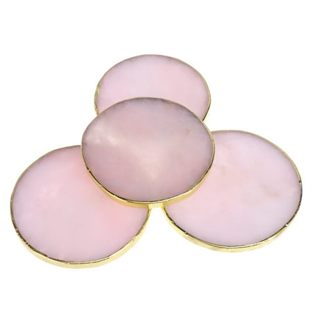 

4 Pcs Agate Stones Coasters for Cups Tea Cup Mats Geometric Round Creative Mug Pads Heat Insulation Coasters Non-slip Cup Mats (Pink)