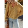 thumbnail image 4 of Women's Light French Beige Lantern Sleeve Scallop V Neck Buttoned Front Cardigan - [ZhiHiMeRi] | (US 12-14)L, 4 of 12