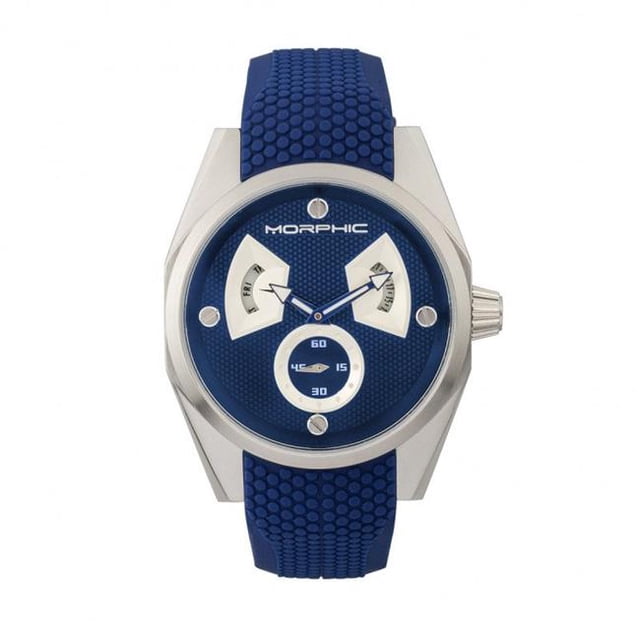 Morphic MPH3409 44 mm M34 Series Mens Watch with Day & Date - Silver & Blue