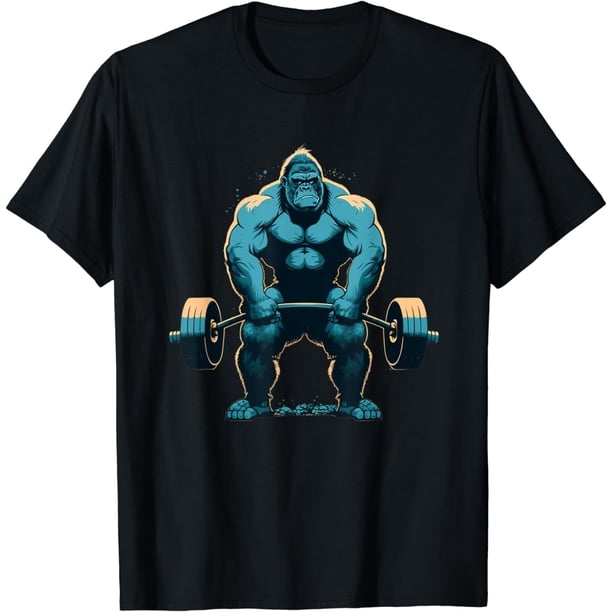 Gorilla Levantamiento de pesas para gimnasio, fitness, peso muerto, camiseta de levantamiento de pesas