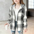 thumbnail image 2 of GXWEA Flannel Shirt Girls Girls Long Sleeve Shirts Size 7-8 Girls Flannel Fall Winter Plaid Jacket Casual Long Sleeve Button Down Fashion Coat 12-13 Years, 2 of 6