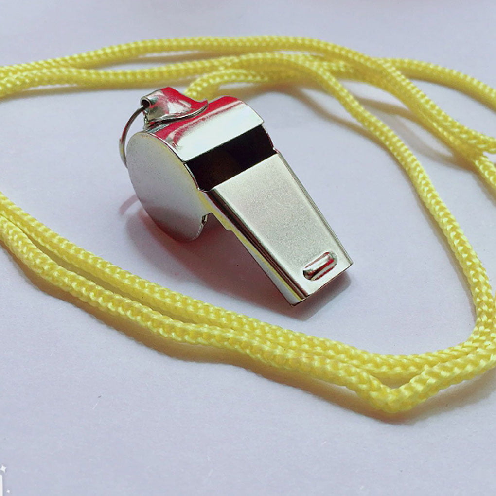 Metal Whistle with Yellow Coloured String Kids Sport Fun Outdoors 