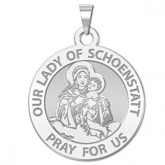 PicturesOnGold.com Our Lady of Schoenstatt Religious Medal Female Adult - 3/4 inch Size of a Nickel -Sterling Silver