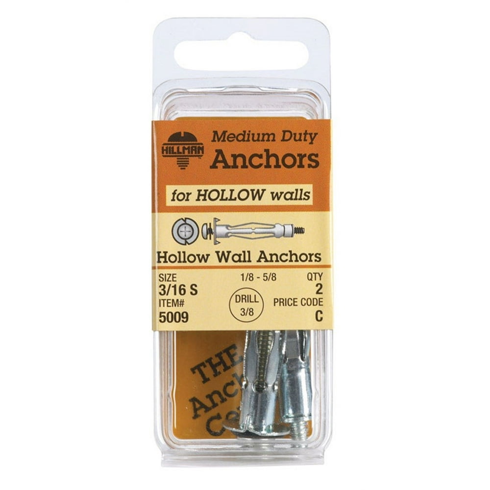Hillman Hollow Wall Anchor 3/16 S 2/Card Pack of 6