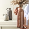 thumbnail image 4 of Set de 3 jarrones de cerámica OOIT Neutral Rustic Farmhouse Brown, 4 of 9
