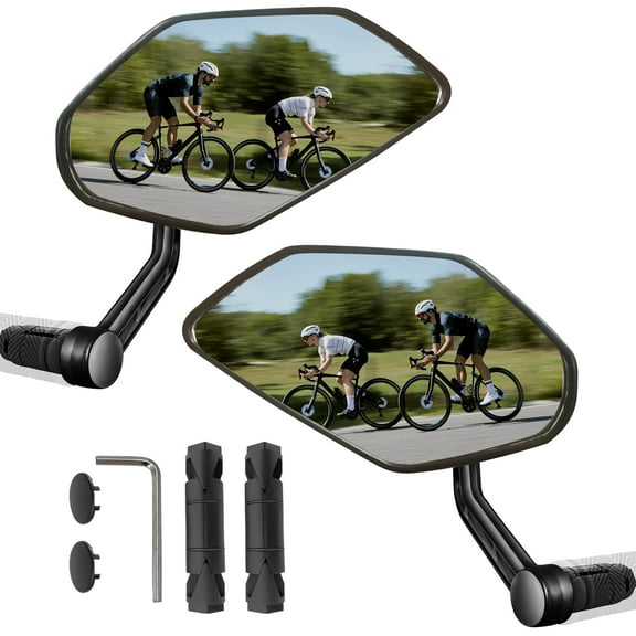 Homieway Bike Mirror for Handlebar, HD Bar End Bicycle Mirror, Anti-glare Glass for Handlebar Rearview Mirror Multi-Angle Adjustable, Left and Right