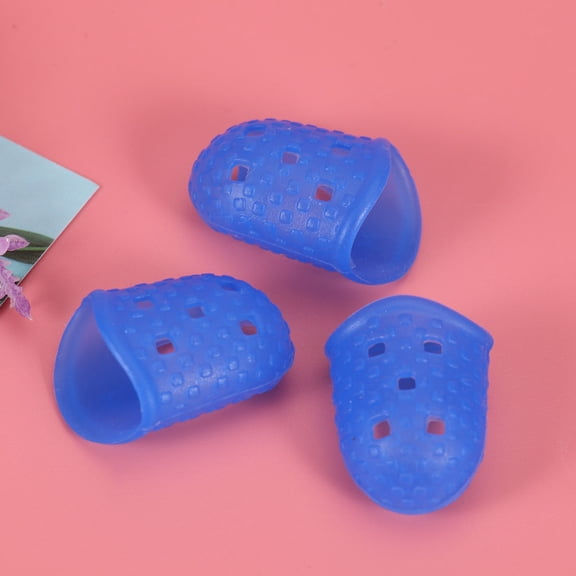 Beaupretty Finger Protectors Fingertip Grips Silicone Dark Blue Wound Protection for Adults 3Pcs