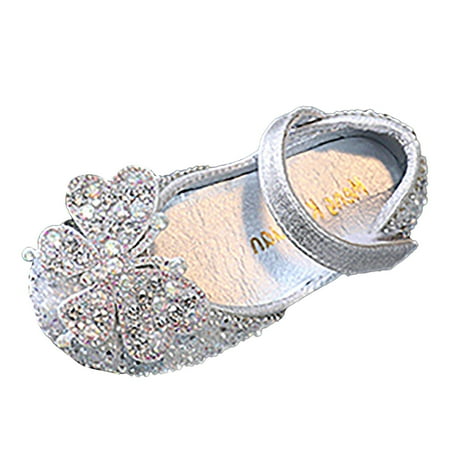 

Toddler Shoes Summer Girls Dance Shoes Princess Dress Performance Shoes Flat Bottom Light Pearl Rhinestone Sequin Bow ( Color: Silver Size: 35 )