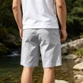 thumbnail image 5 of Men's Summer Beach Shorts Cotton Linen Elastic Waist Casual Shorts Relaxed Fit Lounge Shorts, 5 of 5