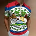 thumbnail image 2 of Belize Flag Men Zipper T-shirt Summer Casual Short Sleeve T-shirt Top, 2 of 7