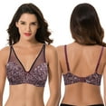 thumbnail image 4 of Curve Muse Plus Size Minimizer Underwire Bra with Floral and leopard Print-2pack (Size:46C), 4 of 7
