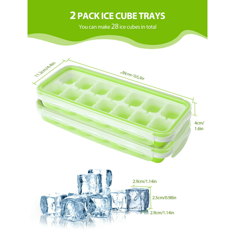 Silicone Ice Cube Mold with Lid 4 Pack Ice Cubes BPA BPA Free Stackable Ice  Cube Tray Baby Porridge Whiskey Green​​​ 