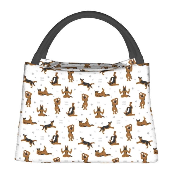 Fotbe German Shepherd Dog Bolsa Térmica Portátil con Estampado, Bolsa de Entrega de Alimentos Aislada, Bolsa Reutilizable de Gran Capacidad para Comidas y Supermercado