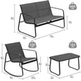 thumbnail image 2 of Uforic 4 Pieces Outdoor Furniture Set,Patio Textilene Steel Conversation Set with Loveseat Chair,Rocking Chair Set of 2 and Tea Table - Black, 2 of 6