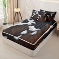 thumbnail image 2 of Erosebridal Cowhide Print Zipper Twin Comforter Sets with Fitted Sheet and 2 Pillowcases,Farm Animal Zipper Bedding Set,Brown Black White,Black Reversible, 2 of 6