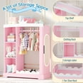 thumbnail image 5 of Kids Closet with Jewelry Cabinet, Dress up Storage with Shelves&Mirror, Costumes Wardrobe Closet with Hanging Rack for Toddlers,Organizer for Bedroom, (Kids' Armoires, Pink), 5 of 7