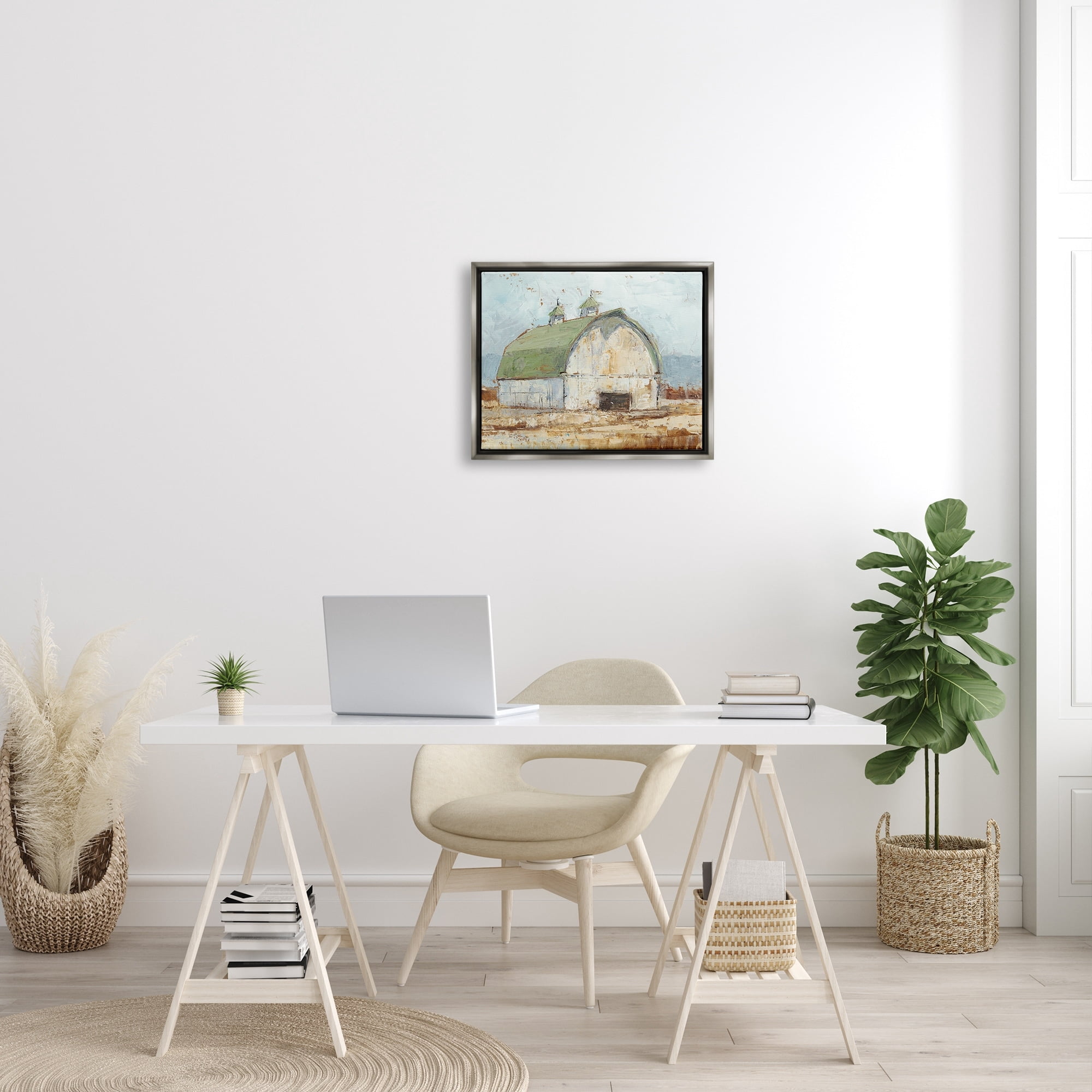 Stupell Industries Natural Earth Painted Barn Luster Gray Framed Floating Canvas Wall Art, 16x20, by Ethan Harper