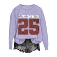 thumbnail image 3 of Sentmoon Vêtements Femmes Hauts Automne et Hiver Mode Imprimé Col Rond Manches Longues Raglan T-Shirt Blouse pour Activités Extérieures et Randonnée Violet P, 3 of 7